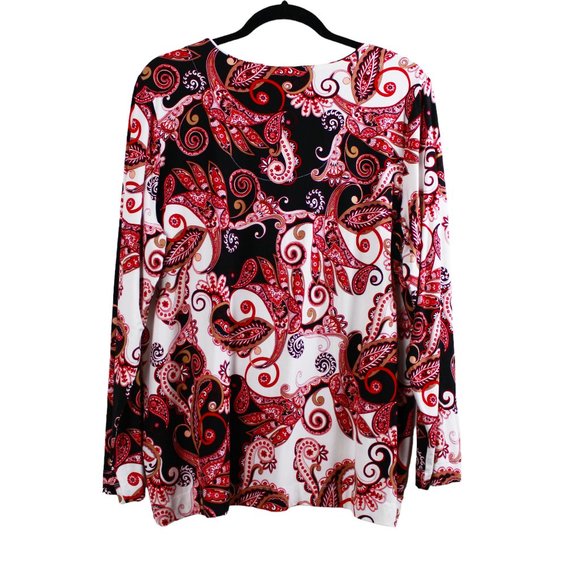 Chico’s Spicy Red Paisley Layering Tee - Picture 2 of 14